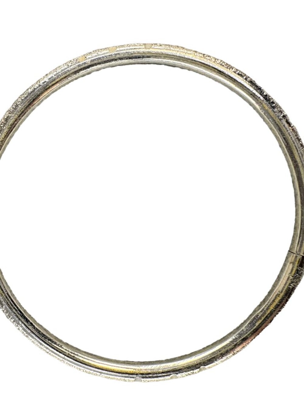 Solid 925 Sterling Silver 4mm Textured Diamond-Cut Hinged Bangle - 55mm ID 7.76g